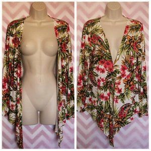 Liz Lange Floral Asymmetrical Cardigan Size S